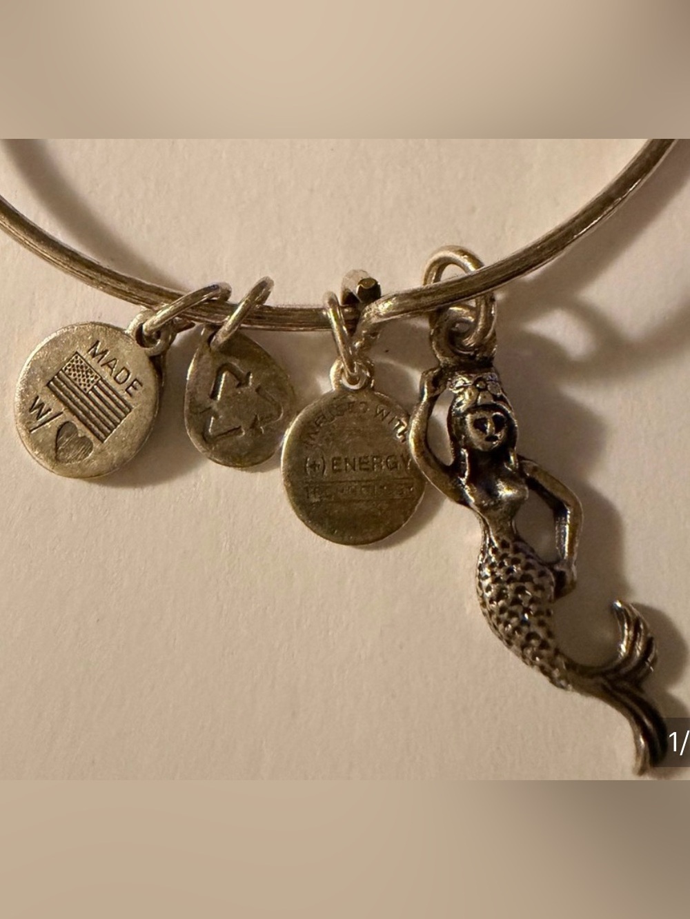 Alex and Ani Silver Mermaid Charm Bangle Bracelet
